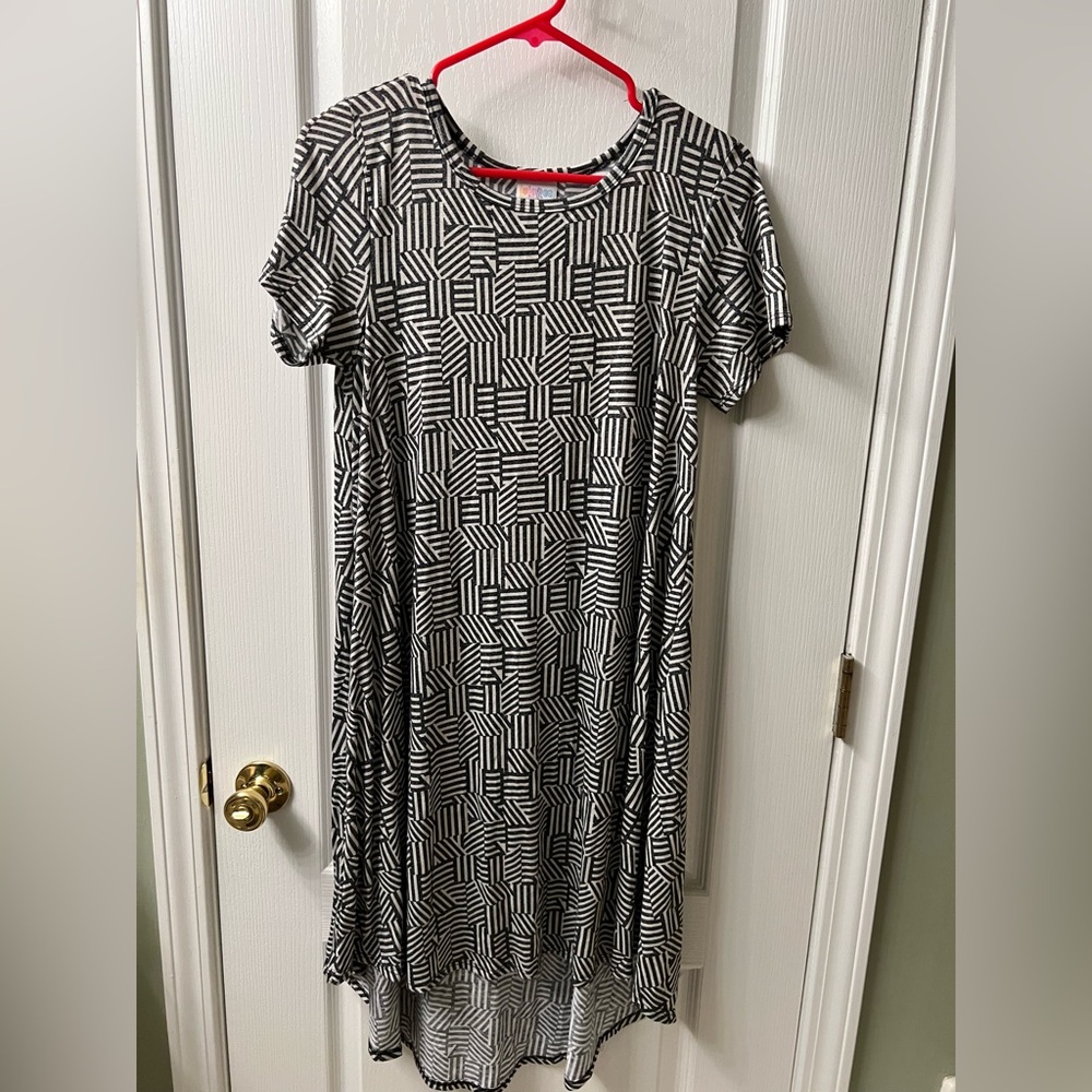 LuLaRoe Black and White Patterned Midi Dress